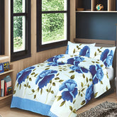 Duvet Covers, blue duvet covers, blue floral duvet covers, single duvet covers, double duvet covers, king size duvet covers, microfiber duvet covers sets, Microfiber bedding sets, 4Pcs Duvet Covers set,